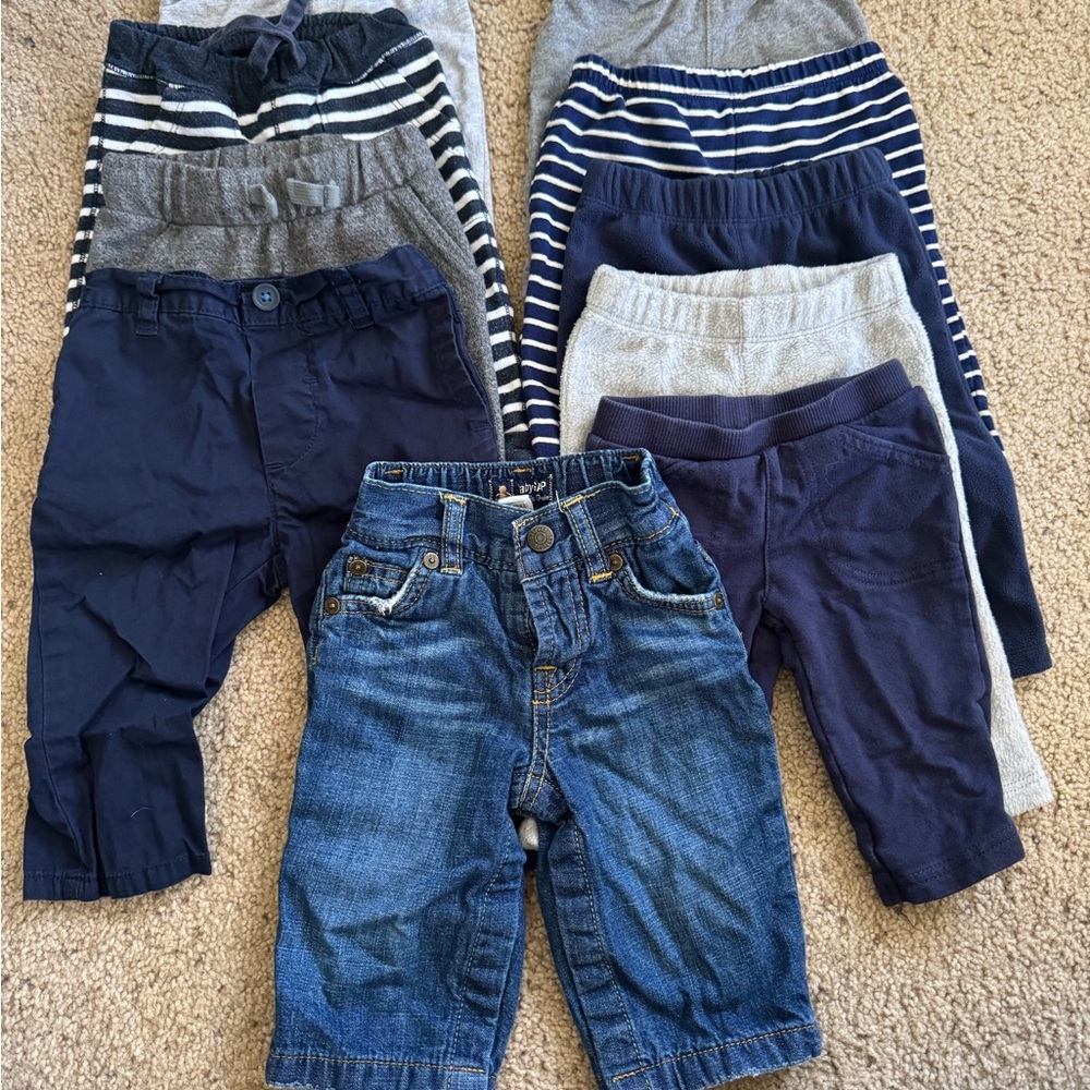 10 Pair of kids size 6 months Joggers and Denim Bundle
